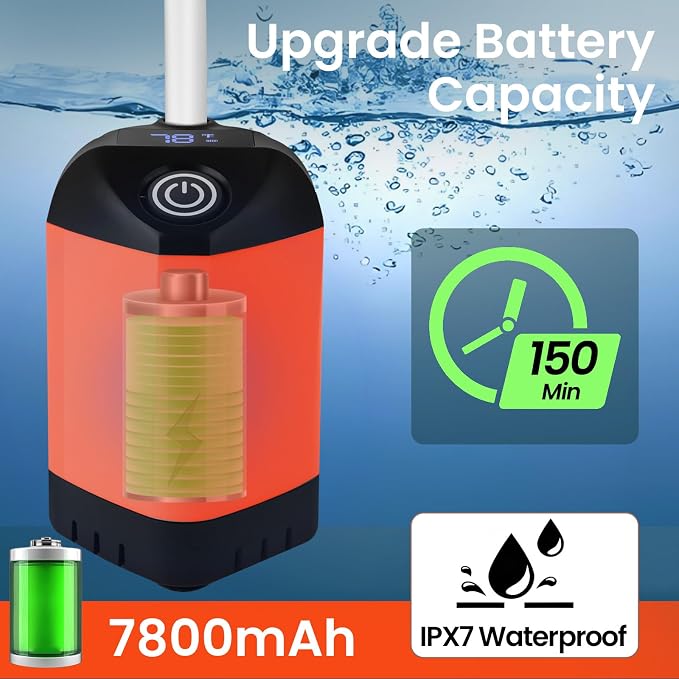 Portable Camping Shower with 2000W Heater, Long-Lasting 7800mAh Rechargeable - Image 3
