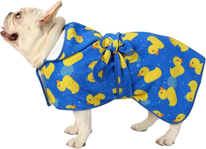 HDE Dog Bathrobe Super Absorbent Quick Drying Puppy Towel Wrap Coat Adjustable - Image 3
