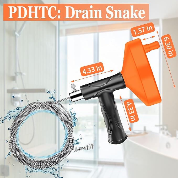 33 Feet Drain Snake Auger, Plumbing Snake Drain Hair Clog Removal Tool - Image 7