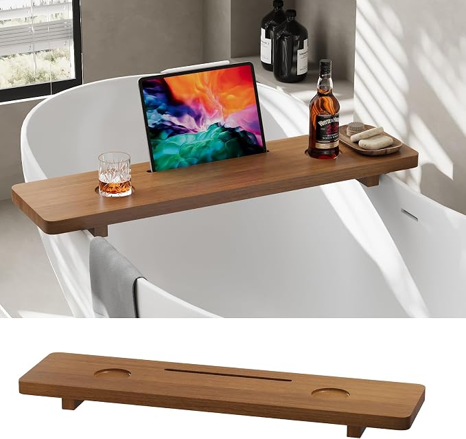 Premium 1.2IN Thickened African Solid Teak Bathtub Tray, 35” Waterproof Bath - Image 2