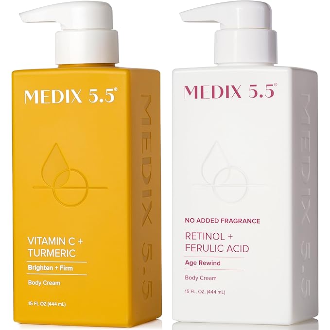 MEDIX Fragrance Free Firming Retinol Body Lotion + Brightening Vitamin C Cream by Medix55