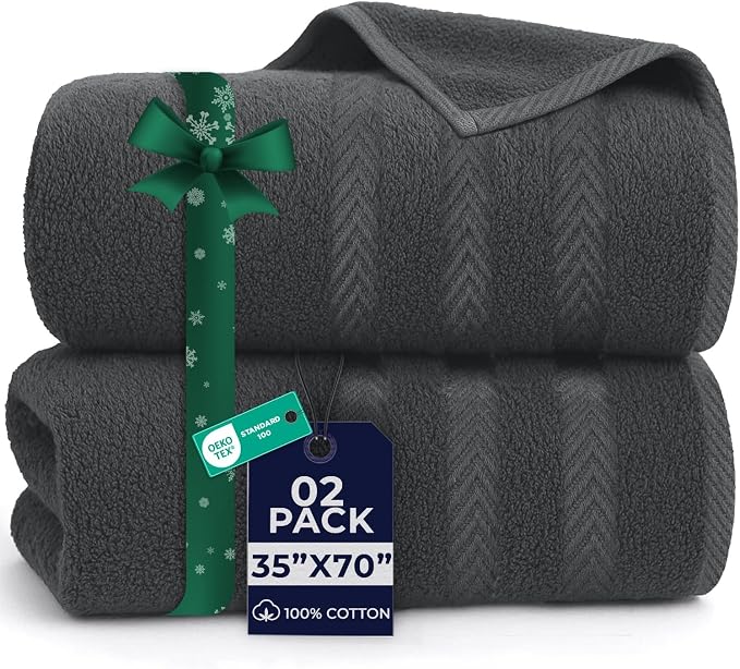 DAN RIVER 2 Pack Luxury Bath Sheets 35x70, 600 GSM, Soft & Quick Dry 100% Ring by DanRiver