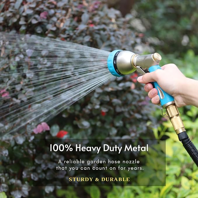 HOSUN Garden Hose Nozzle Sprayer Heavy Duty, 100% Metal Water Hose Nozzle - Image 2