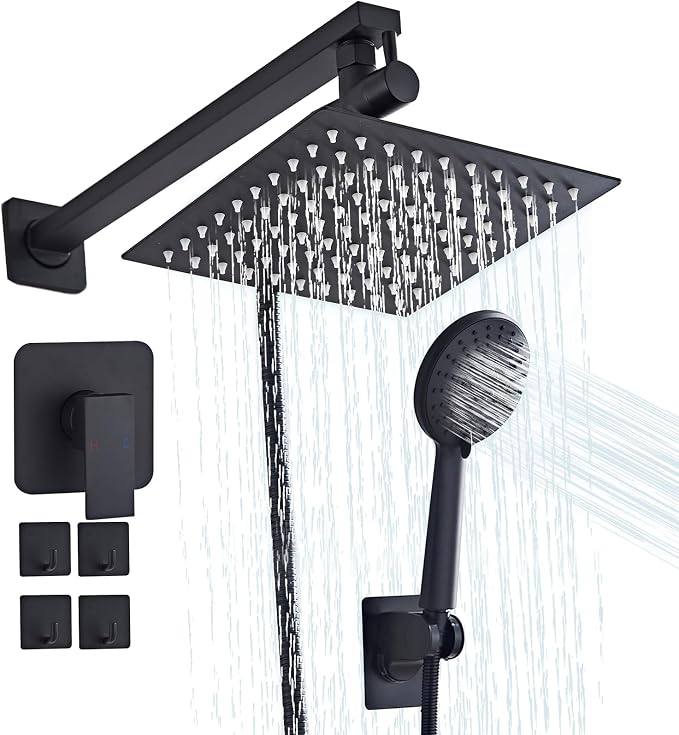 Shower Head 8'' High Pressure Rainfall, Handheld Shower Combo by Hamckay