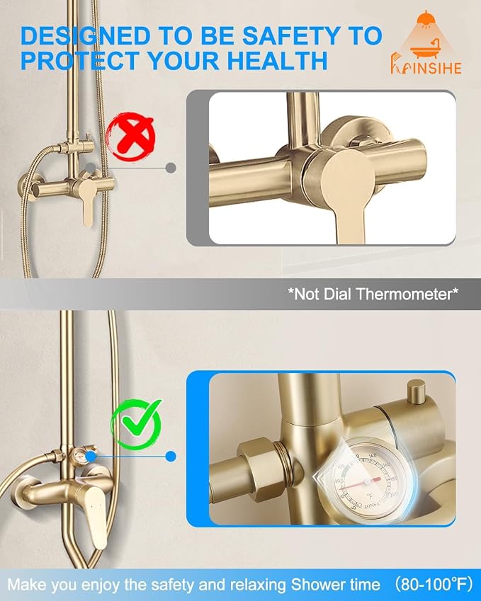 Outdoor Shower Kit Gold, Exposed Shower System - Image 5