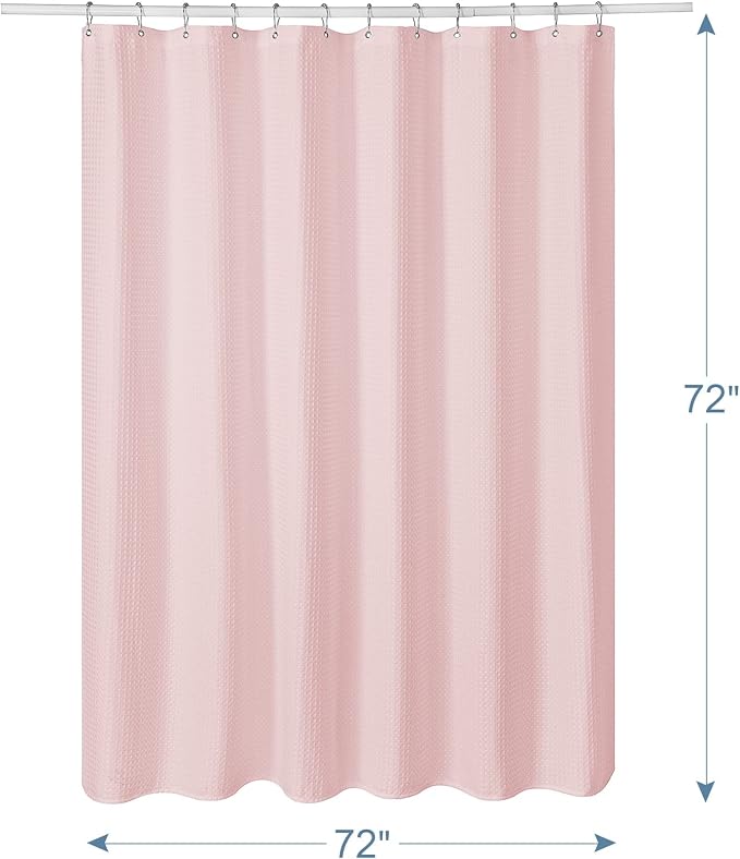 AmazerBath Blush Pink Shower Curtain Fabric, Waffle Shower Curtain Heavy Duty - Image 7