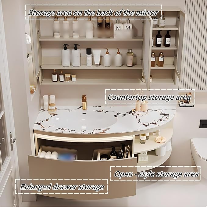 44IN Floating Bathroom Vanity, Wall Mounted Wood Sink Cabinet - Image 6