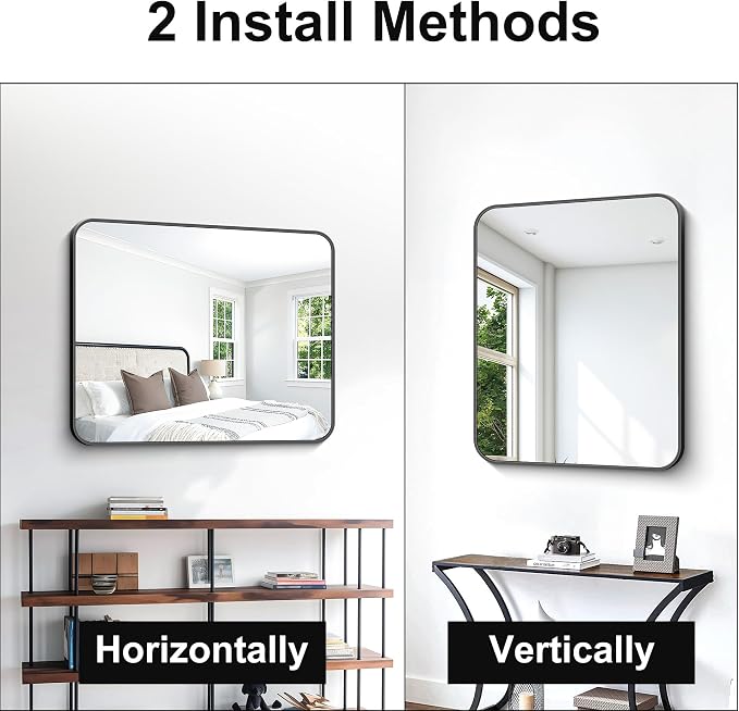 BONEWEI 30x36 inch Bathroom Mirror, Wall Mounted Bathroom Frame Vanity Mirror - Image 5