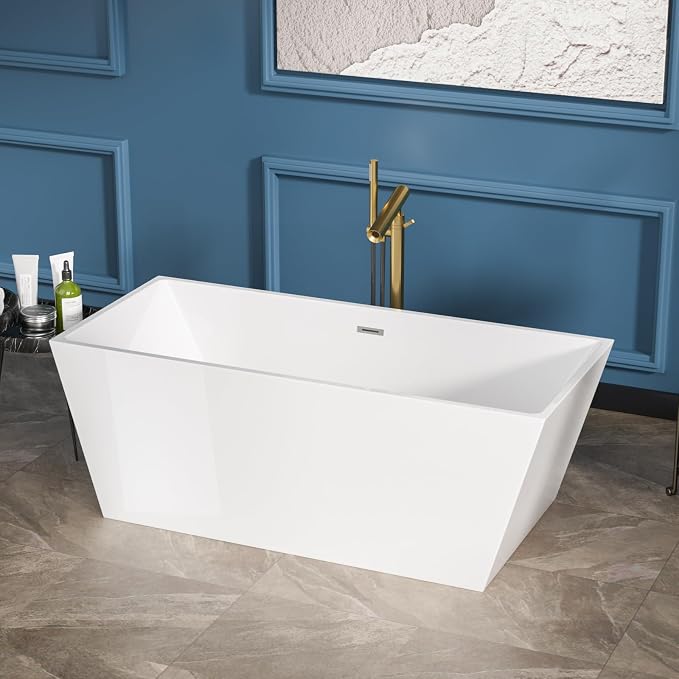 Sarlai 67 Inch Acrylic Freestanding Soaking Bathtub Contemporary Soaking White - Image 3