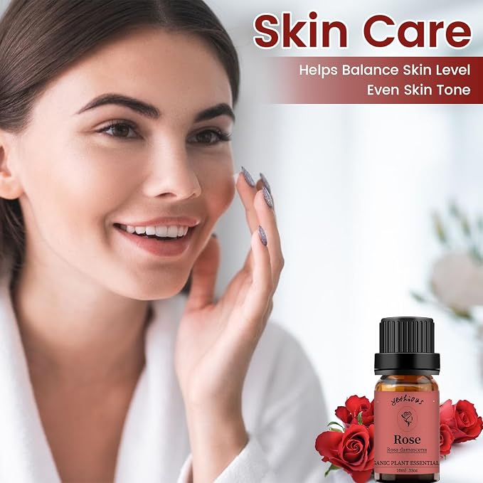 yethious Rose Lemon Essential Oils Set 2pcs*10ml 0.66oz 100% Organic Pure - Image 6