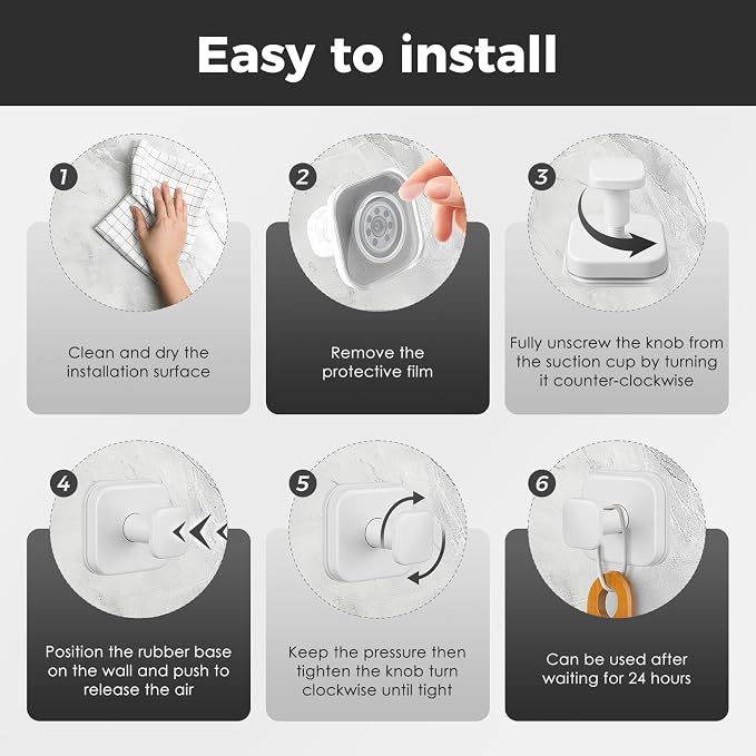 Shower Hooks for Inside Shower, Reusable Suction Cup Hooks for Glass Window - Image 5