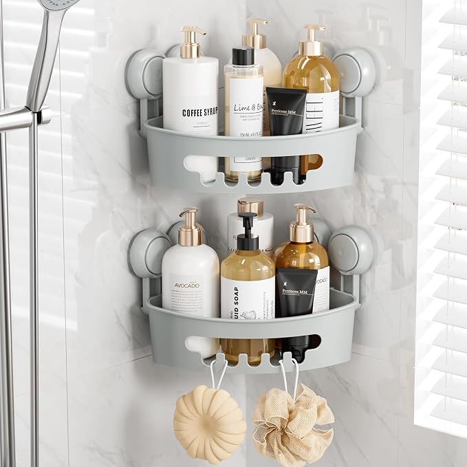 TAILI Suction Corner Shower Caddy, Bathroom Shower Shelf Storage Basket Wall by TAILI