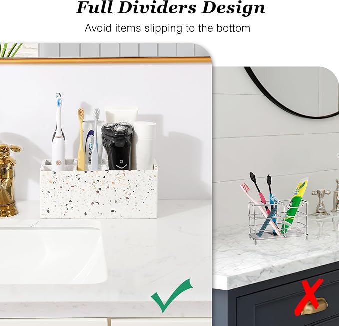 Luxspire Toothbrush Holder for Bathroom, 5 Slots Bathroom Counter Organizer - Image 6