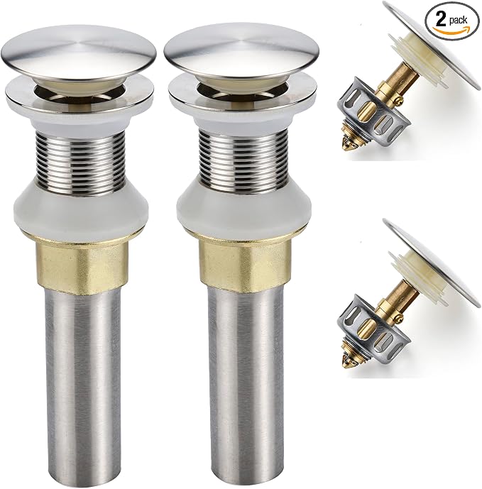 Bathroom Sink Drain, 2 Pack Drain Stopper Bathroom Sink Without Overflow by Rockgoya