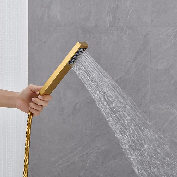 Freestanding Bathtub Faucet Tub Filler Brushed Gold Floor Mount Bathroom - Image 6