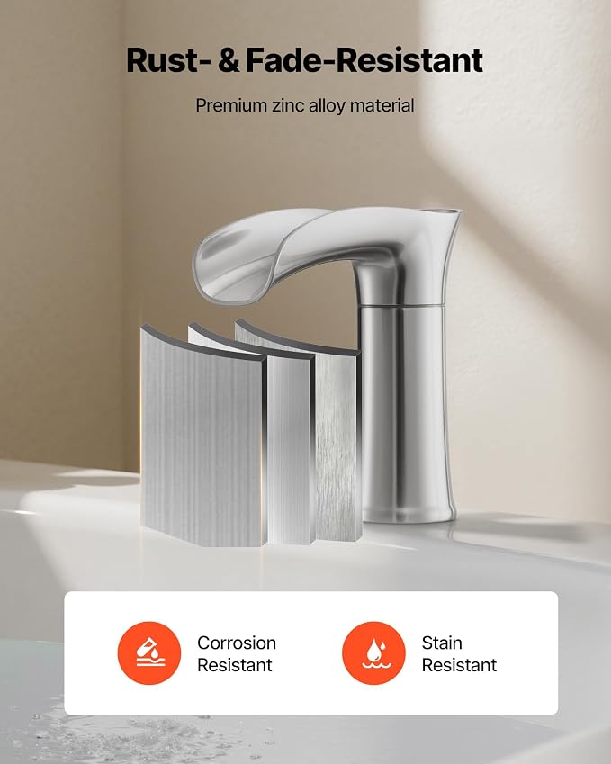 VEVOR Roman Tub Faucet, 3 Hole Waterfall Bathtub Faucet, Zinc Alloy Bath Tubs - Image 4