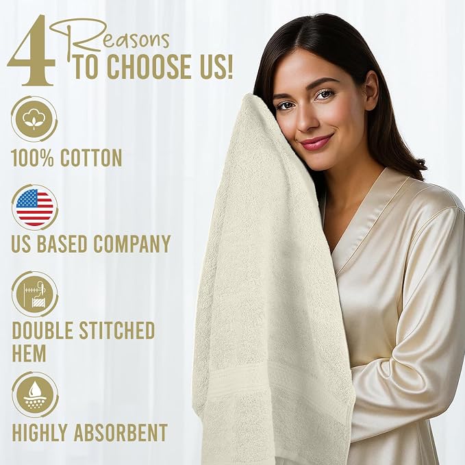 RIVERSIDE 100% Ring Spun Cotton Large Bath Towels Set of 4, 27 x 54 Inches – - Image 8