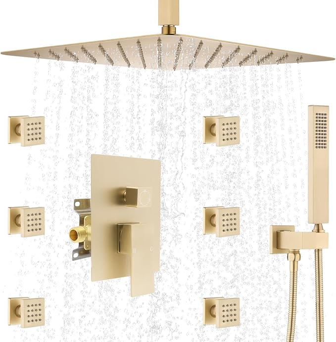 Rain Shower System, 16 Inch Ceiling Mounted Shower Faucet, Shower Combo Set by NPYSVSSS