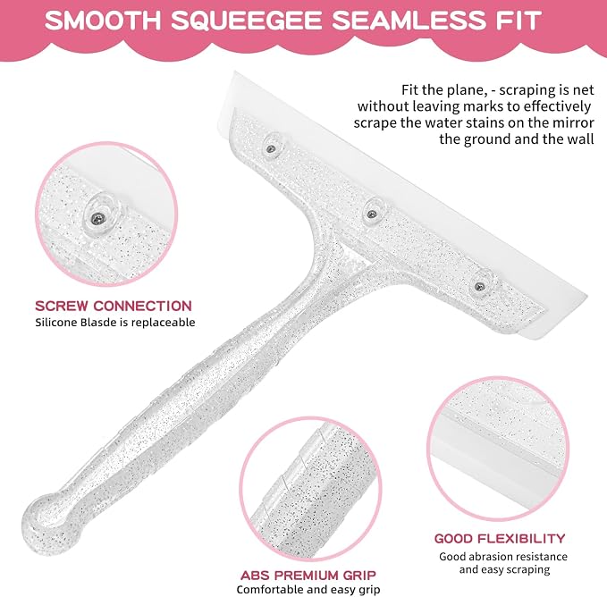 8" Silicone Shower Squeegee for Glass Doors - Image 6