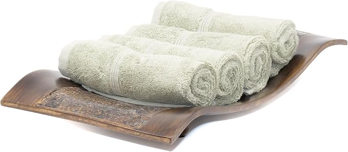 Mosobam Luxury Turkish Towels Set of 4 Washcloths 13X13 Seagrass Green 700 GSM by Mosobam