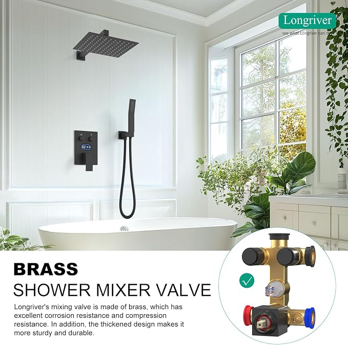 Push Button Diverter Shower Faucet Set, Hydro Power Temperature Display - Image 6