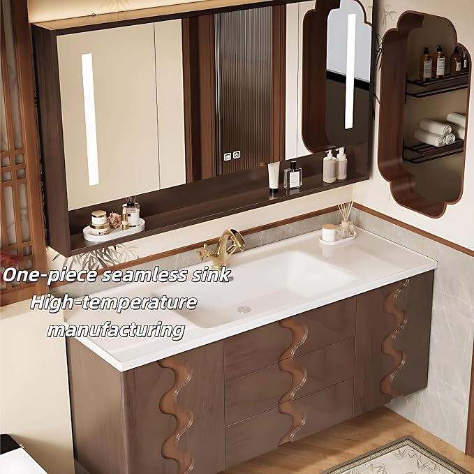 56 inch Bathroom Vanity with Sink – Modern Wall Mounted Bathroom Vanity Cabinet - Image 5