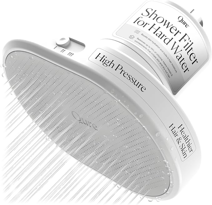 Qure Shower Filter Head for Hard Water, healthier Hair, Skin & Nails, High by Qure