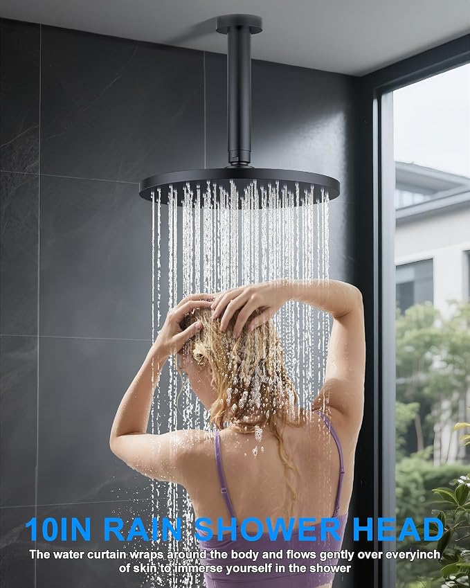 Shower System with Pressure Balance Valve, Matte Black - Image 3