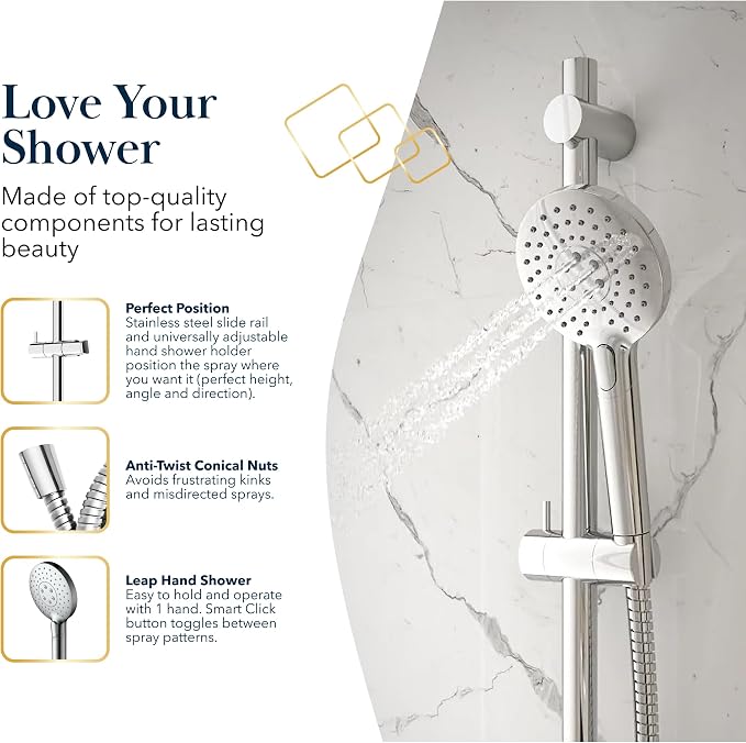 BATH ROYALE Handheld Shower Head, Detachable High Pressure & 3 Spray Modes - Image 4