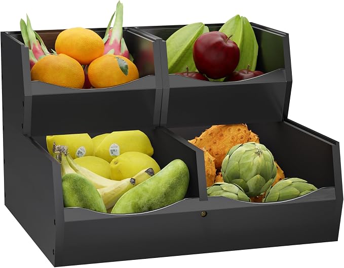 3 Set Bamboo Pantry Organizers and Storage, Open Front Vegetable Fruit - Image 8