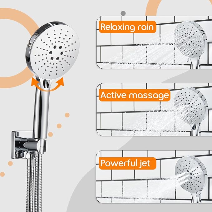 Shower System Set Includes 10-Inch Rainfall Shower Head, 3-Setting Handheld - Image 4