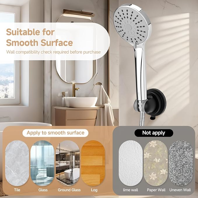 Shower Head Holder Suction, Adjustable Shower Head Holder Removable Suction Cup - Image 6