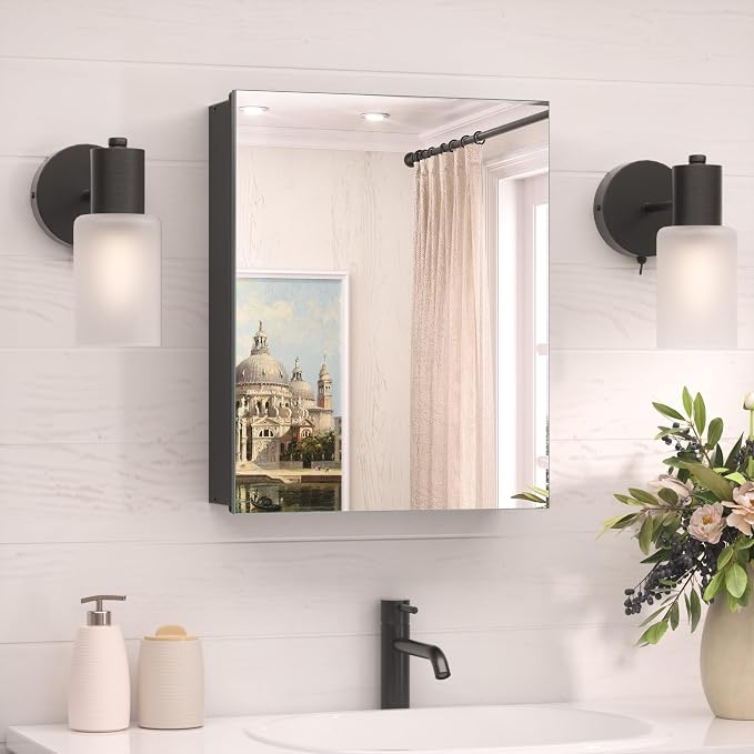 TokeShimi 16 x 20 Surface Mount Medicine Cabinet Aluminum, Tempered Frameless by RefinedBathroomAccessories