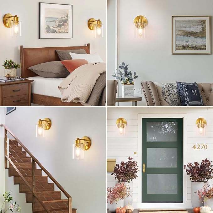 1-Light Wall Sconce Gold, Vanity Light, Wall Mount Bathroom Mirror Fixtures - Image 4