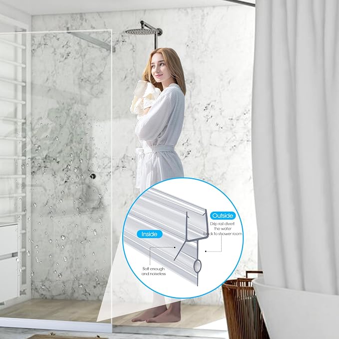 POZIA Clear Frameless Glass Shower Door Bottom Seal | Shower Door Sweep - Image 5