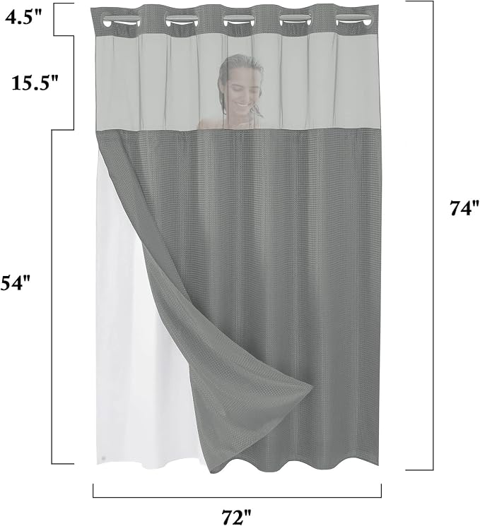 Gibelle No Hook Waffle Weave Shower Curtain - Image 7