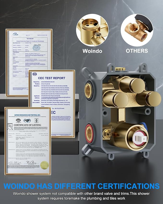 Shower System with Pressure Balance Valve, Brushed Gold - Image 6