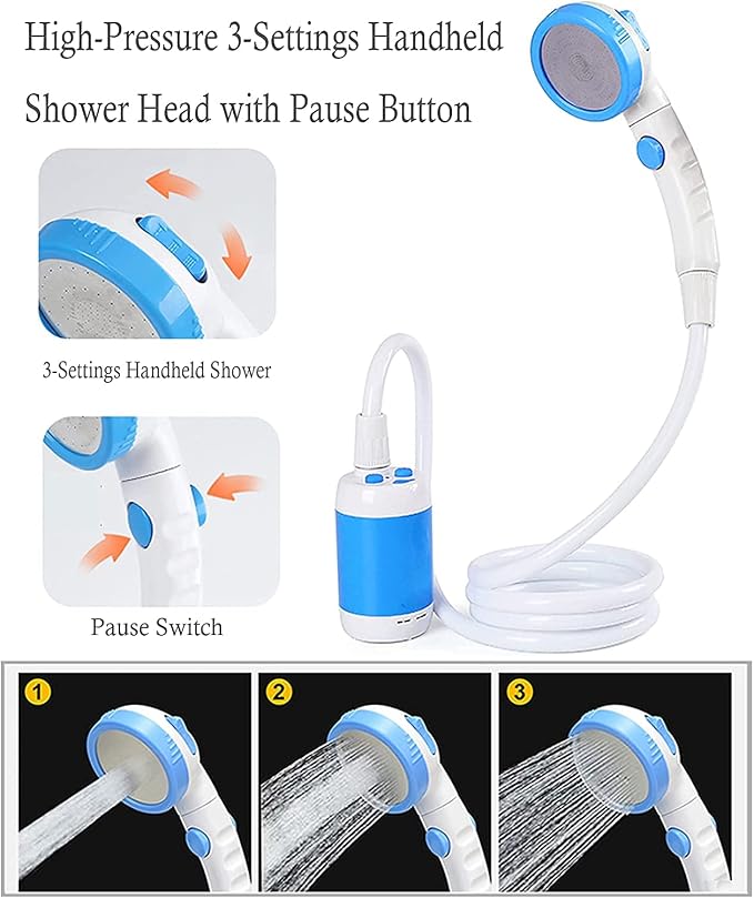 Iron Hammer Portable Shower Electric Shower Camping Shower Built-in 5000mAh - Image 4