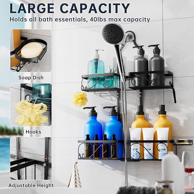 Kadolina Shower Caddy Hanging for Handheld Showerheads, Rustproof Stainless - Image 4