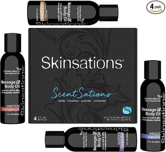Skinsations - Massage Oil Kit Natural Scents of Vanilla, Lavender | Blend of by Skinsations