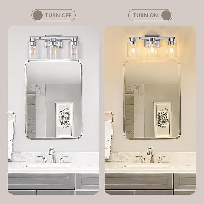 3-Light Bathroom Light Fixtures Modern Chrome Vanity Lights - Image 5