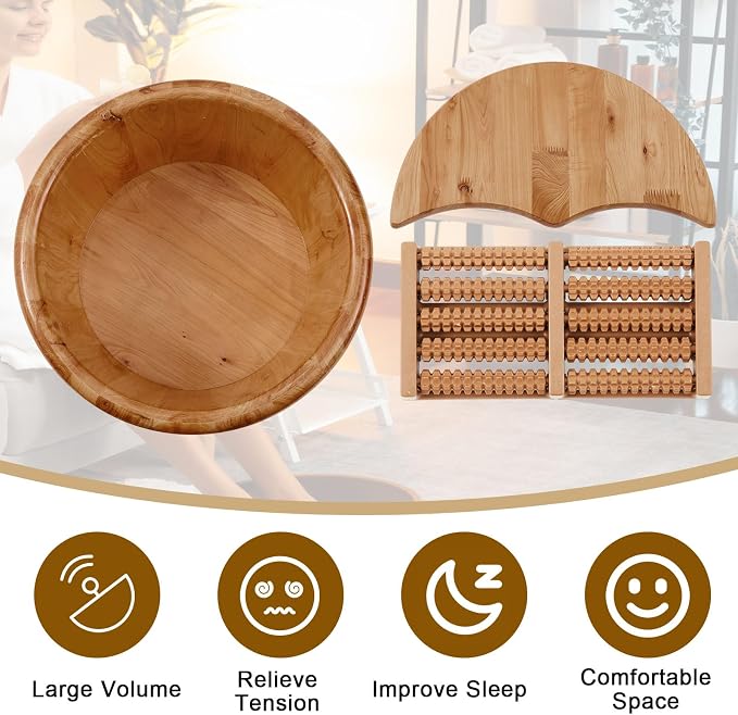 Geelin 10.24 Inch Tall Wooden Foot Bath Bucket - Image 3