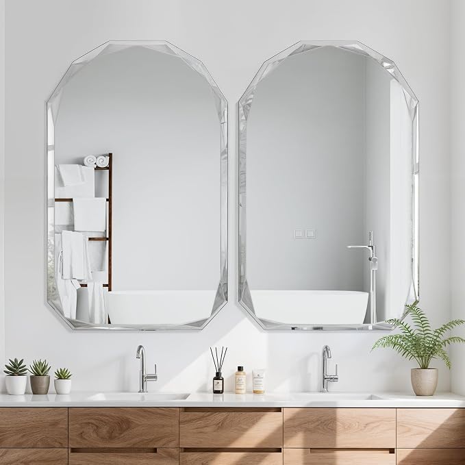 Bathroom Mirror for Wall, Bathroom Vanity Mirror, Beveled Edge Frameless Wall - Image 2