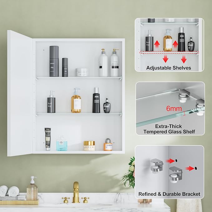 Buruis 24" x 30" Framed Medicine Cabinet - Image 6