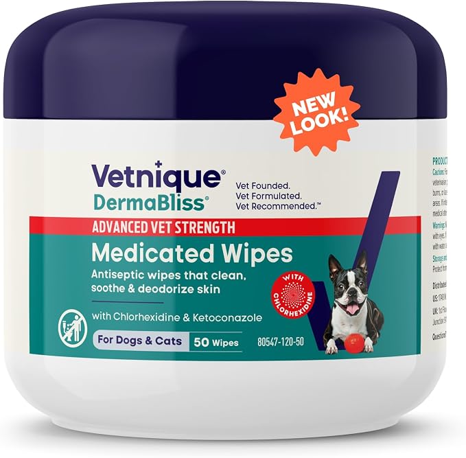 Vetnique Dermabliss Advanced Strength Medicated Antibacterial Wipes by VetniqueLabs