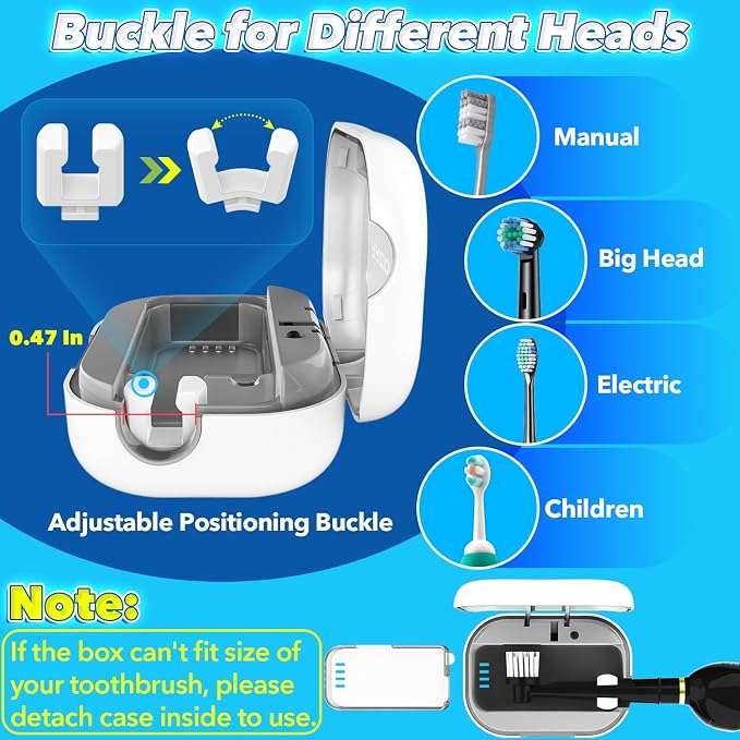 RRZIOM Toothbrush Sanitizer Case, Portable Toothbrush Covers Rechargeable - Image 4