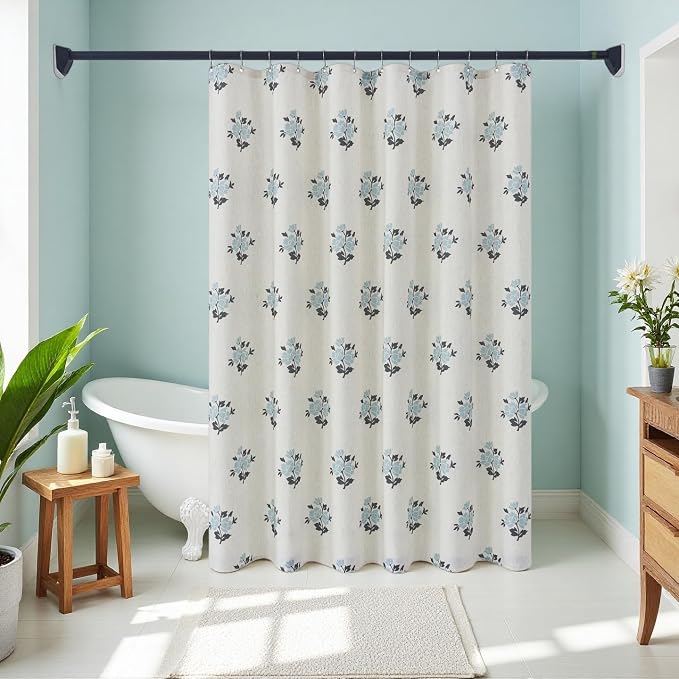 ORTIGIA Linen Blue Shower Curtains - Image 9