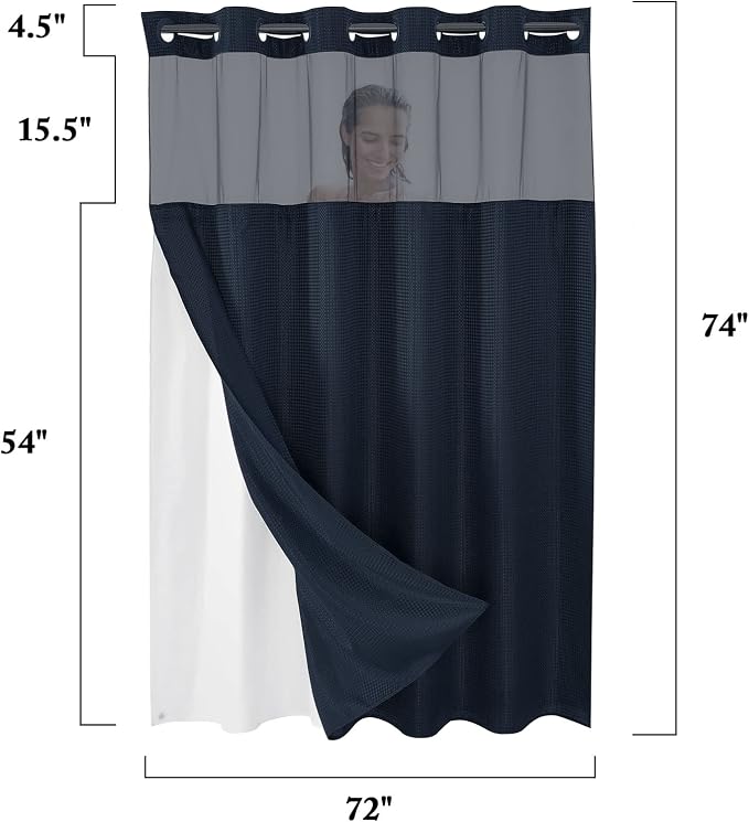 Gibelle No Hook Waffle Weave Shower Curtain - Image 7