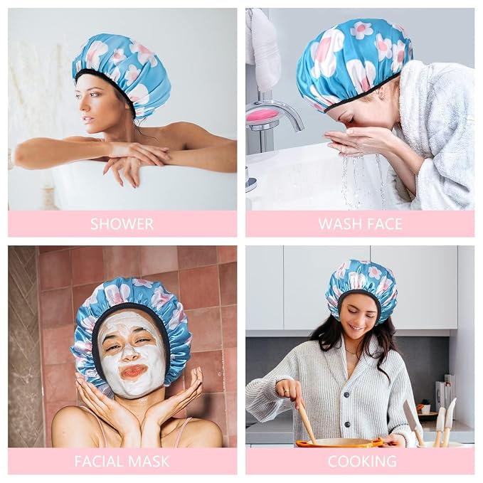 Aquior Shower Cap, Extra Large Triple Layer Bathing Cap - Image 4