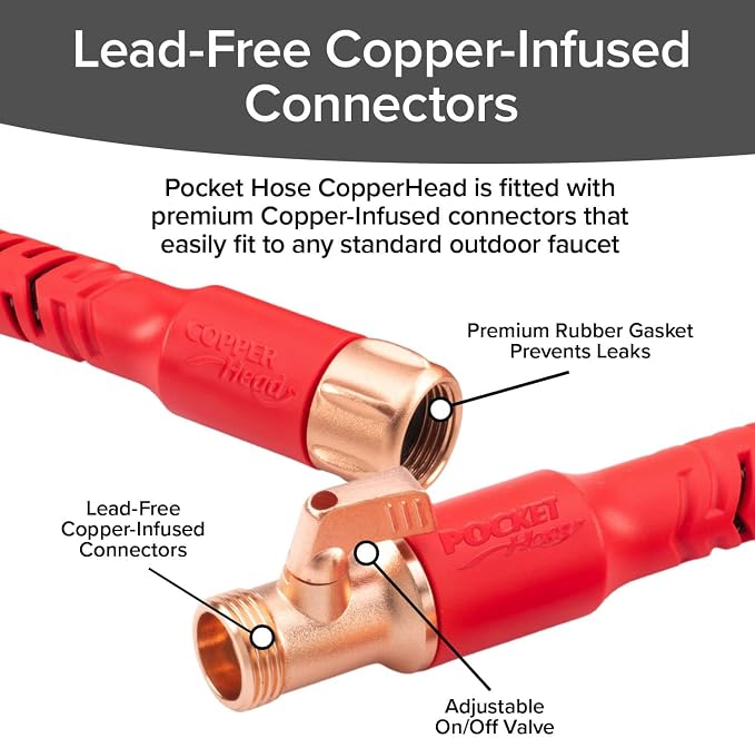 Pocket Hose Copper Head UV w/Pocket Pivot, Expandable Garden Hose 75 FT w/10 - Image 10
